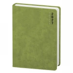 Agenda giornaliera con copertina in poliuretano e pagine interne multilingue, pronta per personalizzazione con logo