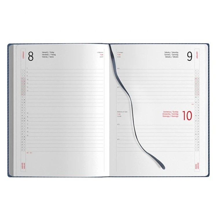 Agenda diária 15x21 termovinilada com cobertura acolchoada e cantos arredondados pronta para personalizar