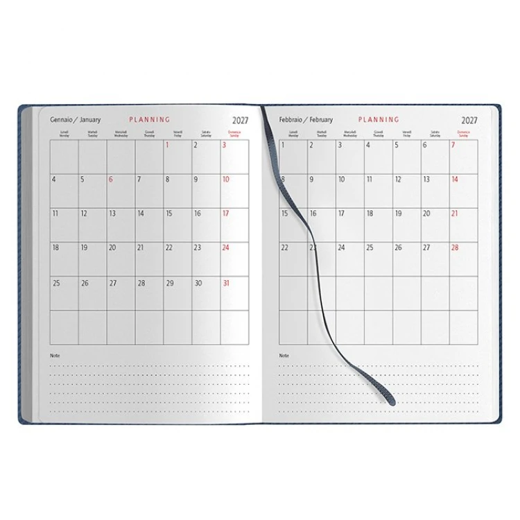 Agenda diária 15x21 termovinilada com cobertura acolchoada e cantos arredondados pronta para personalizar