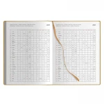 Agenda giornaliera chiusa con copertina in carta naturale, elastico di chiusura, formato 15x21 cm