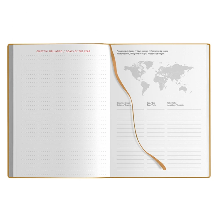 Agenda giornaliera chiusa con copertina in carta naturale, elastico di chiusura, formato 15x21 cm