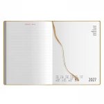 Agenda giornaliera chiusa con copertina in carta naturale, elastico di chiusura, formato 15x21 cm