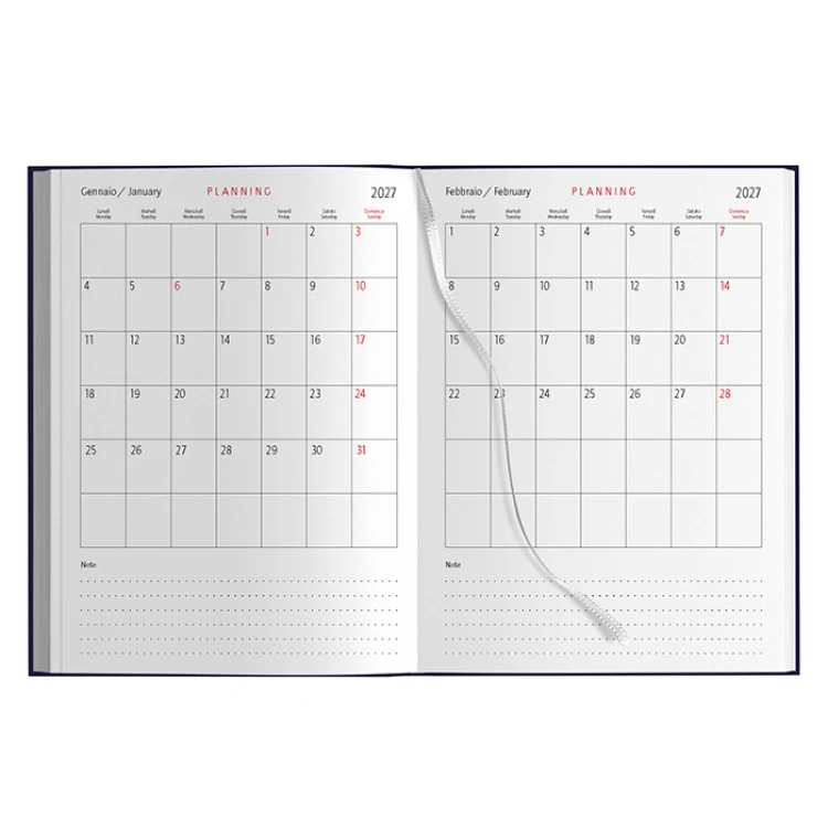 Agenda giornaliera 17x24 cm in materiale gommato, chiusa, da personalizzare con logo aziendale