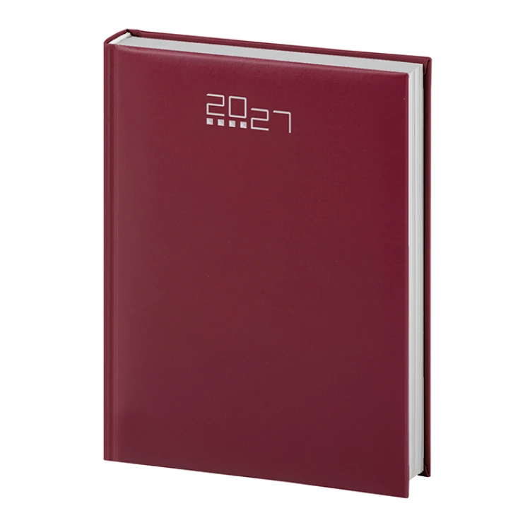 Agenda giornaliera gommata chiusa vista frontale, colori assortiti, formato tascabile 12x17 cm