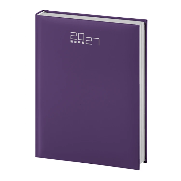 Agenda giornaliera gommata chiusa vista frontale, colori assortiti, formato tascabile 12x17 cm