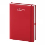 Agenda giornaliera chiusa con elastico nero e portapenne integrato, pronta per la personalizzazione