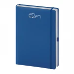 Agenda giornaliera chiusa con elastico nero e portapenne integrato, pronta per la personalizzazione