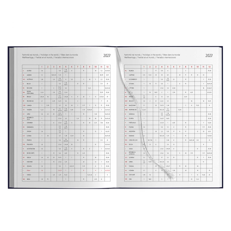 Agenda giornaliera gommata chiusa, formato 15x21 cm, con copertina personalizzabile