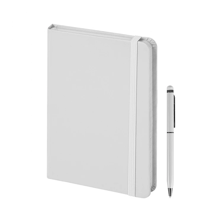 Taccuino parure Paper Notes 14x21 cm con penna touch e astuccio in cartone coordinato, ideale per regali aziendali personalizzabili