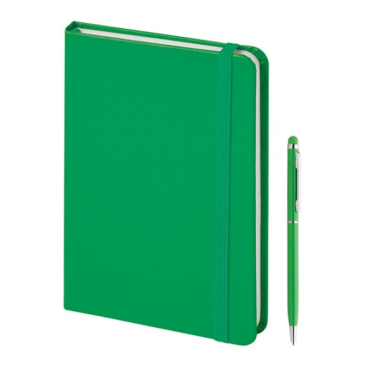 Taccuino parure Paper Notes 14x21 cm con penna touch e astuccio in cartone coordinato, ideale per regali aziendali personalizzabili