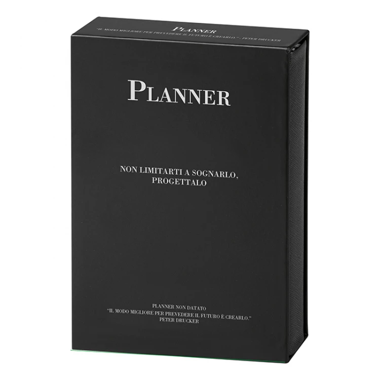 Agenda planner non datato da personalizzare chiusa in poliuretano termossensível, formato 14,5x21 cm