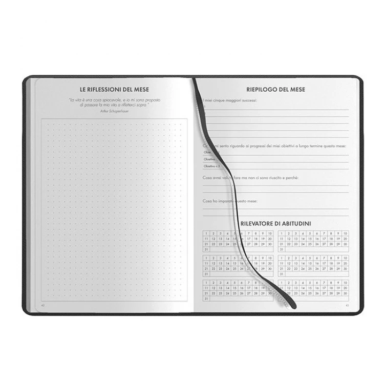 Agenda planner non datato da personalizzare chiusa in poliuretano termossensível, formato 14,5x21 cm