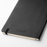 Agenda parure Calamus Black settimanale in poliuretano con penna touch da personalizzare con logo