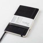 Agenda parure Calamus Black settimanale in poliuretano con penna touch da personalizzare con logo