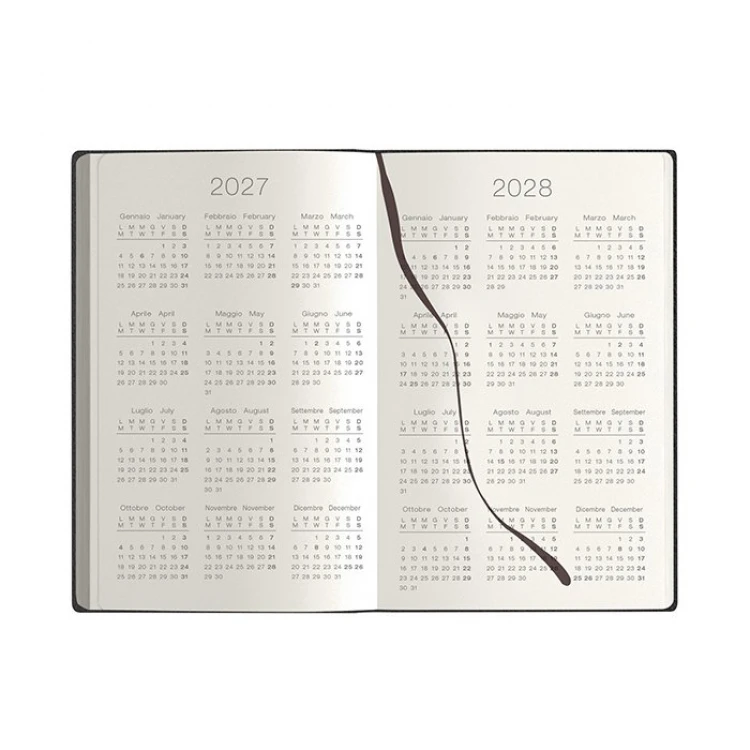 Agenda parure Calamus Black settimanale in poliuretano con penna touch da personalizzare con logo