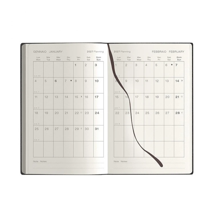 Agenda parure Calamus Black settimanale in poliuretano con penna touch da personalizzare con logo