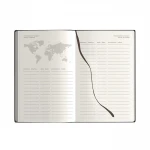 Agenda parure Calamus Black settimanale in poliuretano con penna touch da personalizzare con logo