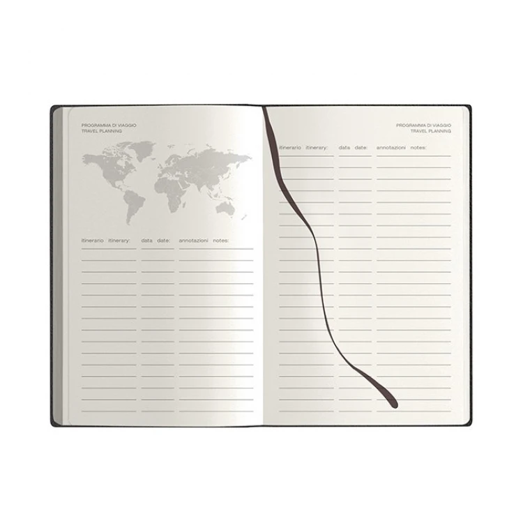 Agenda parure Calamus Black settimanale in poliuretano con penna touch da personalizzare con logo