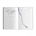 Agenda parure Flex Daily giornaliera in carta bianca con penna in metallo, formato chiuso 9x14 cm
