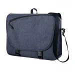Mala porta-documentos efeito melange com alça de ombro regulável, asa e bolsos, tamanho 40x30x8 cm