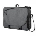 Mala porta-documentos efeito melange com alça de ombro regulável, asa e bolsos, tamanho 40x30x8 cm