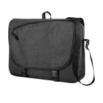 Mala porta-documentos efeito melange com alça de ombro regulável, asa e bolsos, tamanho 40x30x8 cm