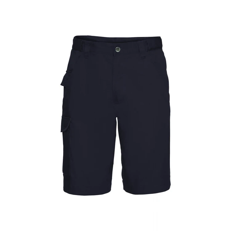 Bermuda da lavoro RUSSELL Multitasche in cotone poliestere twill, vista frontale, pronta per personalizzazione con logo