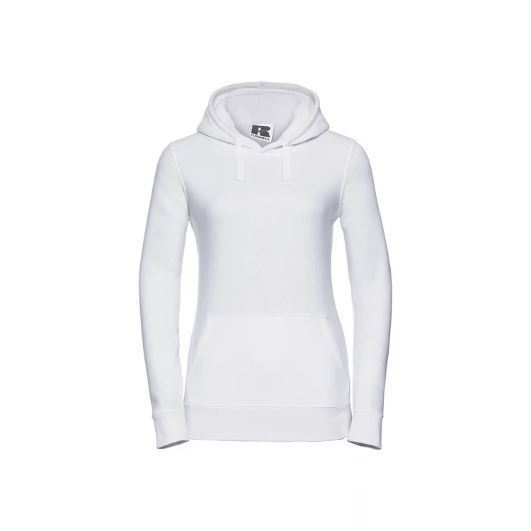 Sudadera mujer con capucha doble y bolsillo tipo canguro, personalizable con logo