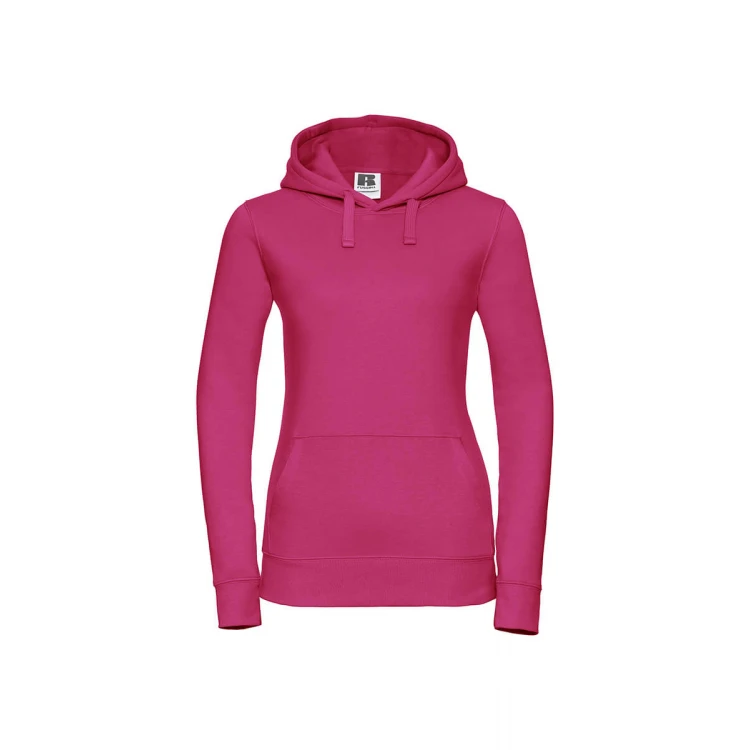 Sudadera mujer con capucha doble y bolsillo tipo canguro, personalizable con logo