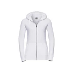 Sudadera mujer RUSSELL mod. Authentic con cremallera completa YKK y capucha, realizada en algodón peinado y poliéster, para personalizar con logo