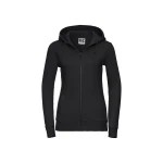 Sudadera mujer RUSSELL mod. Authentic con cremallera completa YKK y capucha, realizada en algodón peinado y poliéster, para personalizar con logo