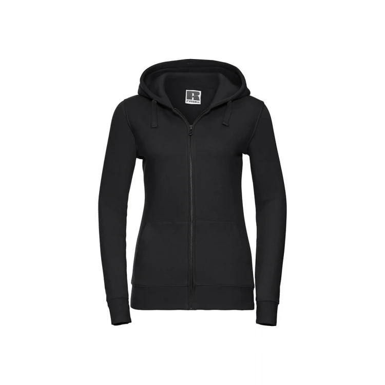Sudadera mujer RUSSELL mod. Authentic con cremallera completa YKK y capucha, realizada en algodón peinado y poliéster, para personalizar con logo