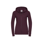 Sudadera mujer RUSSELL mod. Authentic con cremallera completa YKK y capucha, realizada en algodón peinado y poliéster, para personalizar con logo