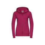 Sudadera mujer RUSSELL mod. Authentic con cremallera completa YKK y capucha, realizada en algodón peinado y poliéster, para personalizar con logo