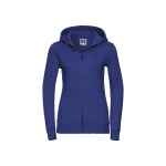 Sudadera mujer RUSSELL mod. Authentic con cremallera completa YKK y capucha, realizada en algodón peinado y poliéster, para personalizar con logo