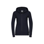 Sudadera mujer RUSSELL mod. Authentic con cremallera completa YKK y capucha, realizada en algodón peinado y poliéster, para personalizar con logo