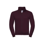 Sudadera con cierre cubierto YKK en metal color melange, mostrando cuello alto y cinta de refuerzo Herringbone, personalizable con logo