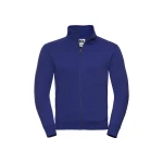 Sudadera con cierre cubierto YKK en metal color melange, mostrando cuello alto y cinta de refuerzo Herringbone, personalizable con logo