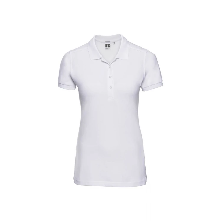 Polo mujer RUSSELL Stretch con cuello estrecho y botones de contraste para personalizar con logo