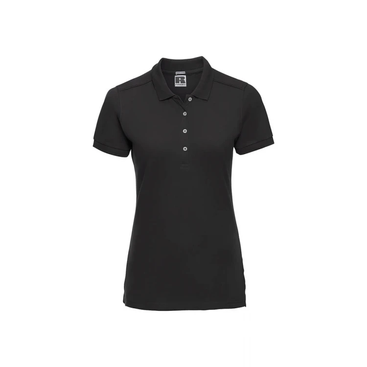 Polo mujer RUSSELL Stretch con cuello estrecho y botones de contraste para personalizar con logo