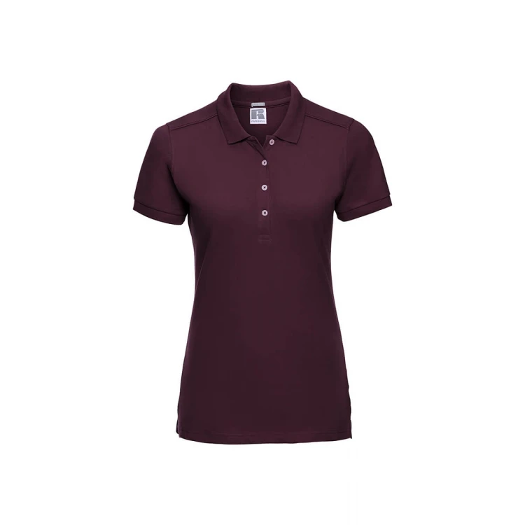 Polo mujer RUSSELL Stretch con cuello estrecho y botones de contraste para personalizar con logo