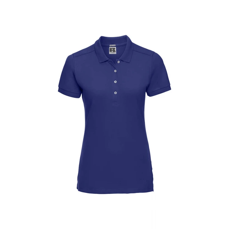 Polo mujer RUSSELL Stretch con cuello estrecho y botones de contraste para personalizar con logo