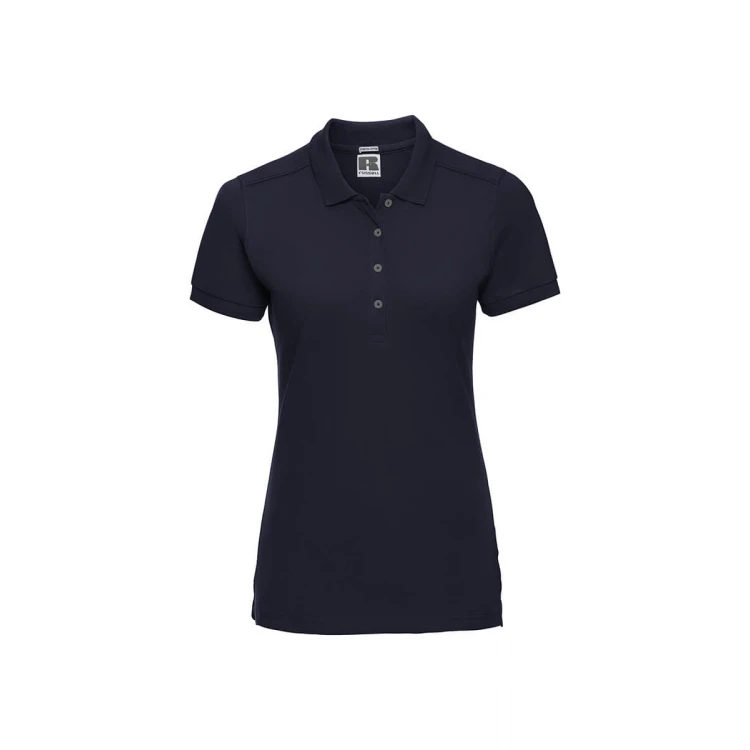Polo mujer RUSSELL Stretch con cuello estrecho y botones de contraste para personalizar con logo