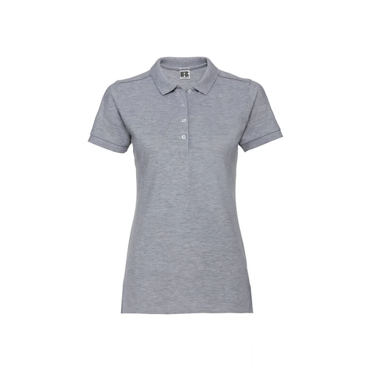 Polo mujer RUSSELL Stretch con cuello estrecho y botones de contraste para personalizar con logo
