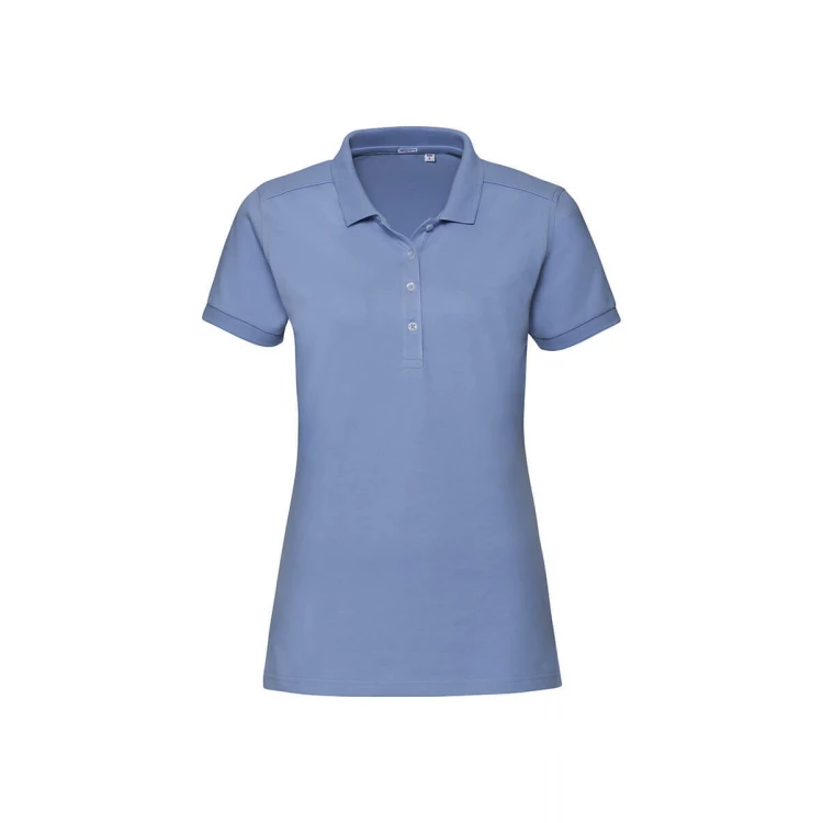 Polo mujer RUSSELL Stretch con cuello estrecho y botones de contraste para personalizar con logo