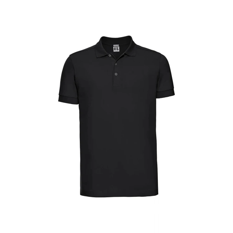 Polo RUSSELL Stretch con cuello y botones, vista frontal, disponible para personalizar con logotipo empresarial