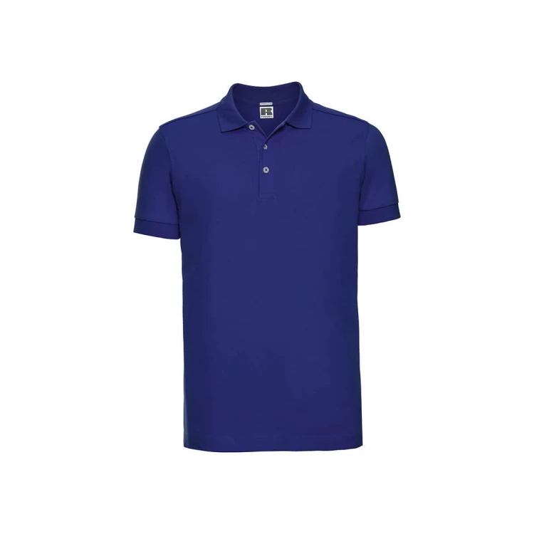 Polo RUSSELL Stretch con cuello y botones, vista frontal, disponible para personalizar con logotipo empresarial