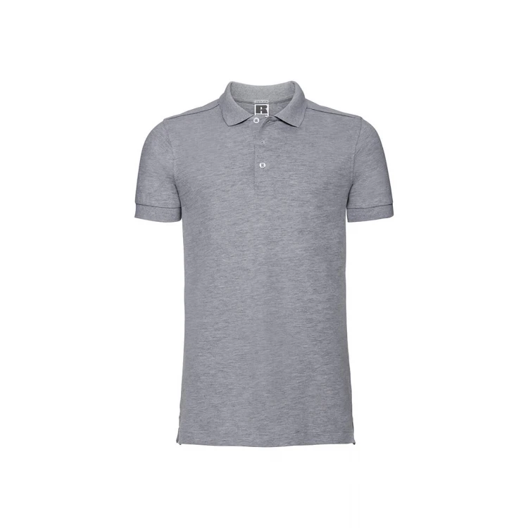 Polo RUSSELL Stretch con cuello y botones, vista frontal, disponible para personalizar con logotipo empresarial