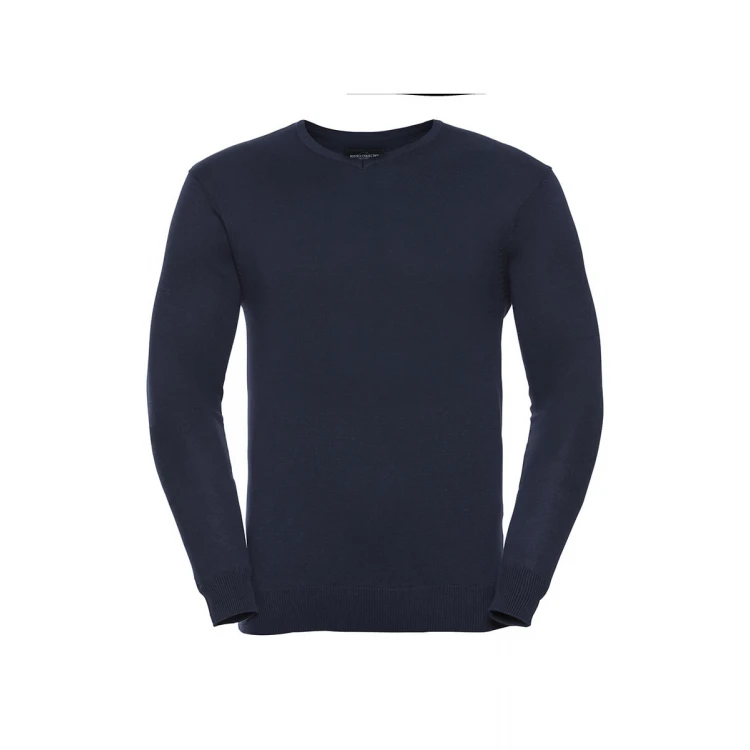 Pullover RUSSELL collo a V in misto cotone e acrilico, colore in assortimento, da personalizzare con logo
