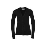 Cárdigan mujer RUSSELL cuello en V en algodón acrílico, vista frontal, tallas XS a XXL personalizable con logo